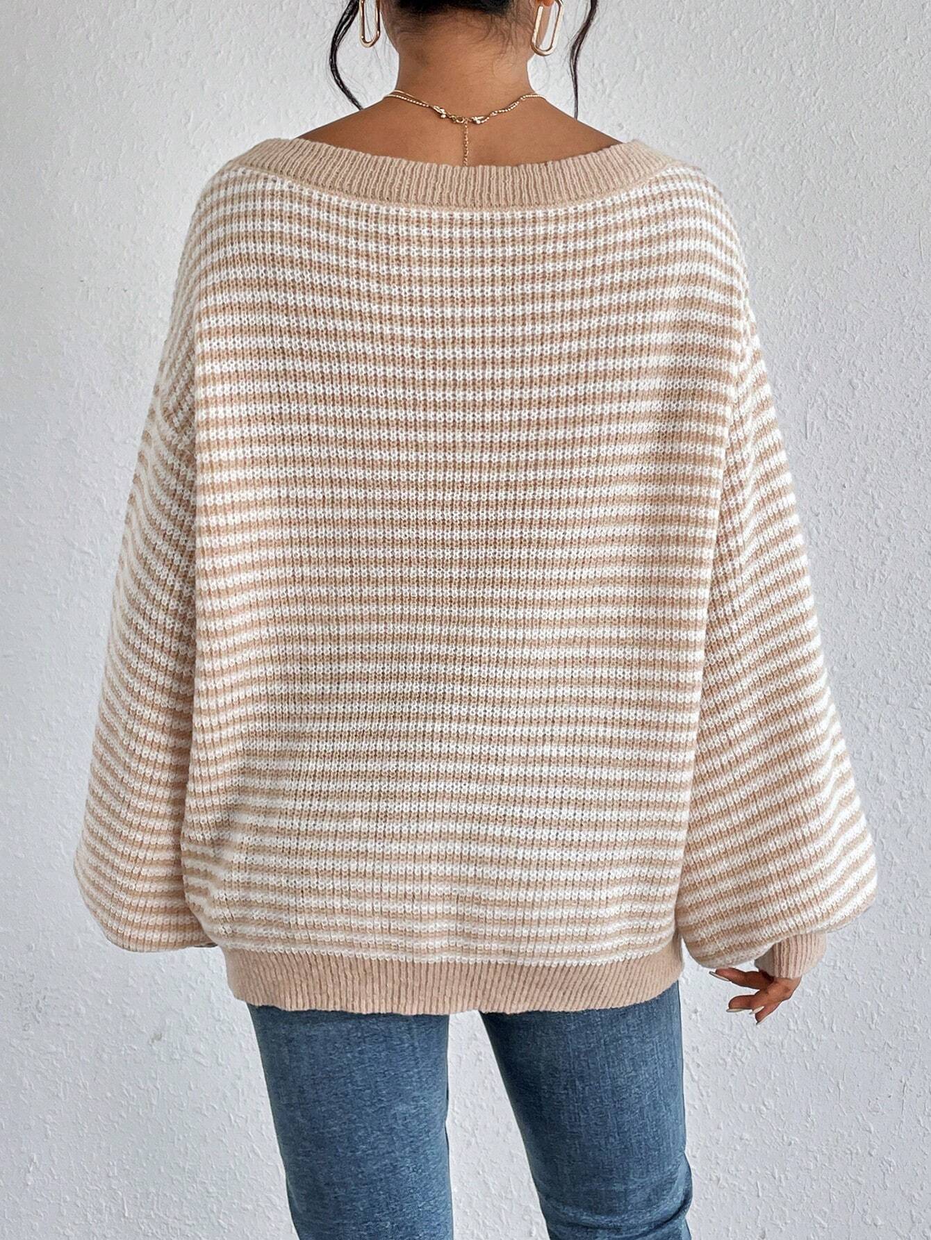 Off-Shoulder Striped Sweater