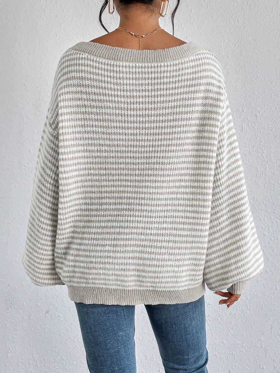 Off-Shoulder Striped Sweater