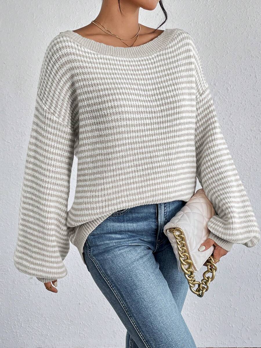 Off-Shoulder Striped Sweater