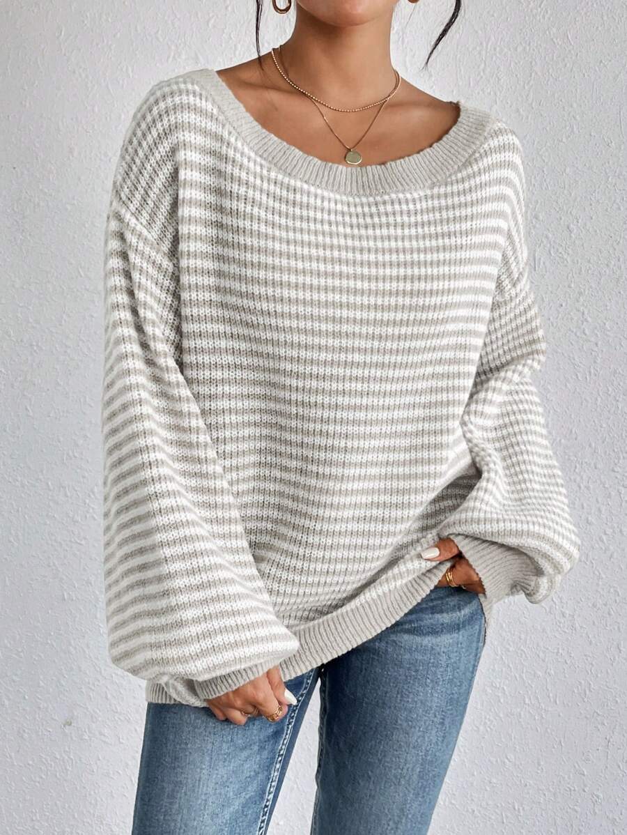 Off-Shoulder Striped Sweater