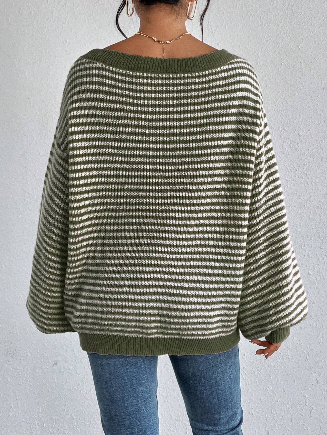 Off-Shoulder Striped Sweater