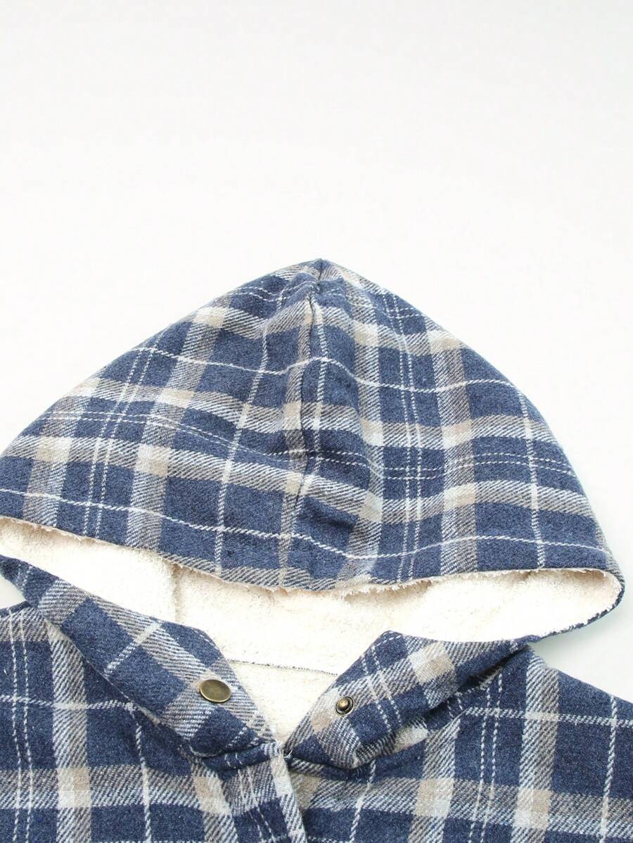 Plaid Teddy Lined Hooded Coat