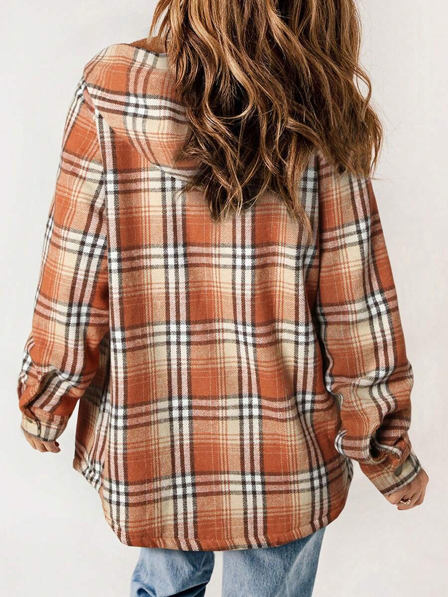 Plaid Teddy Lined Hooded Coat