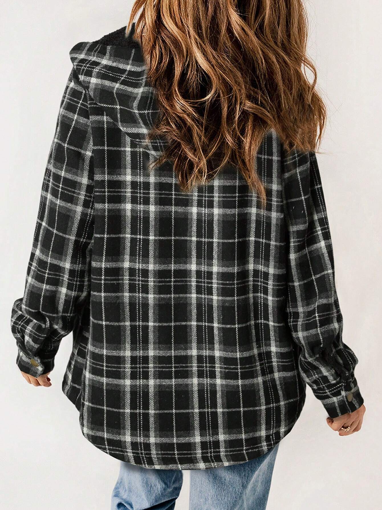 Plaid Teddy Lined Hooded Coat