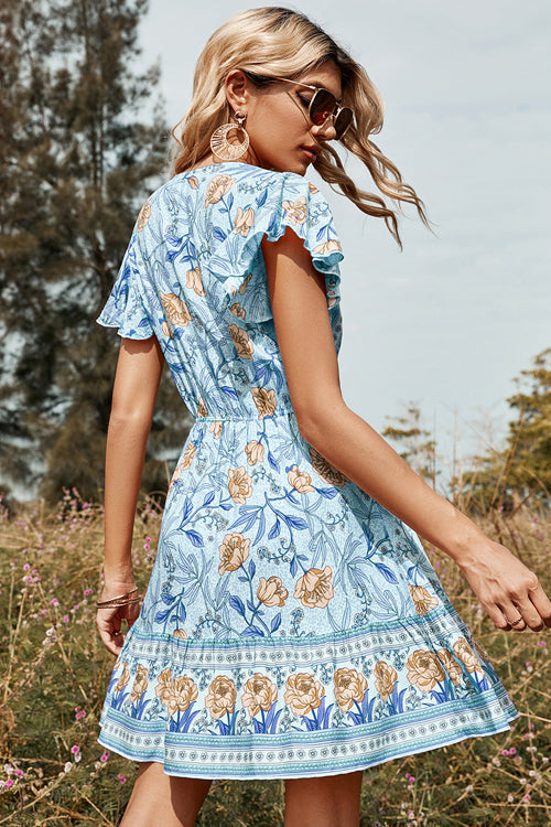 Blue Bohemian Floral Dress