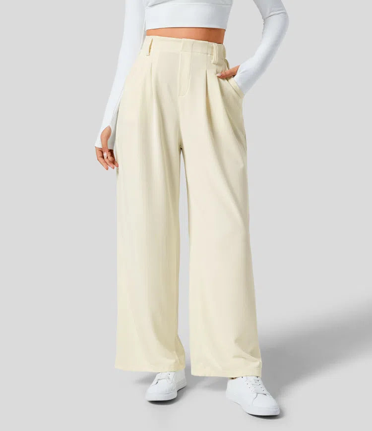 Beige Wide Leg Pants