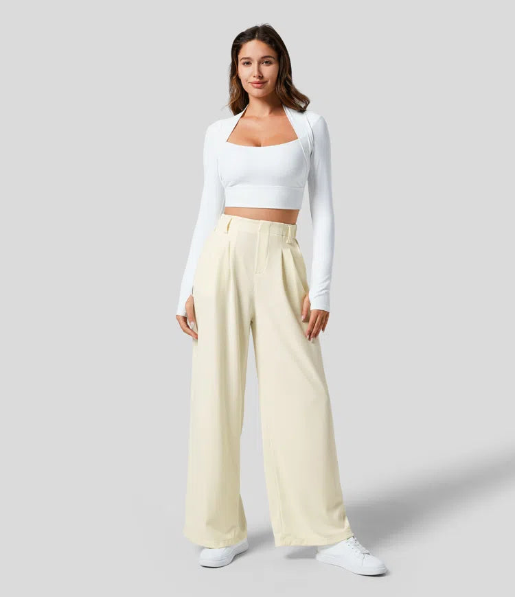 Beige Wide Leg Pants