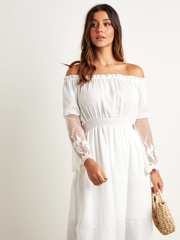 Off-Shoulder Lace Sundress