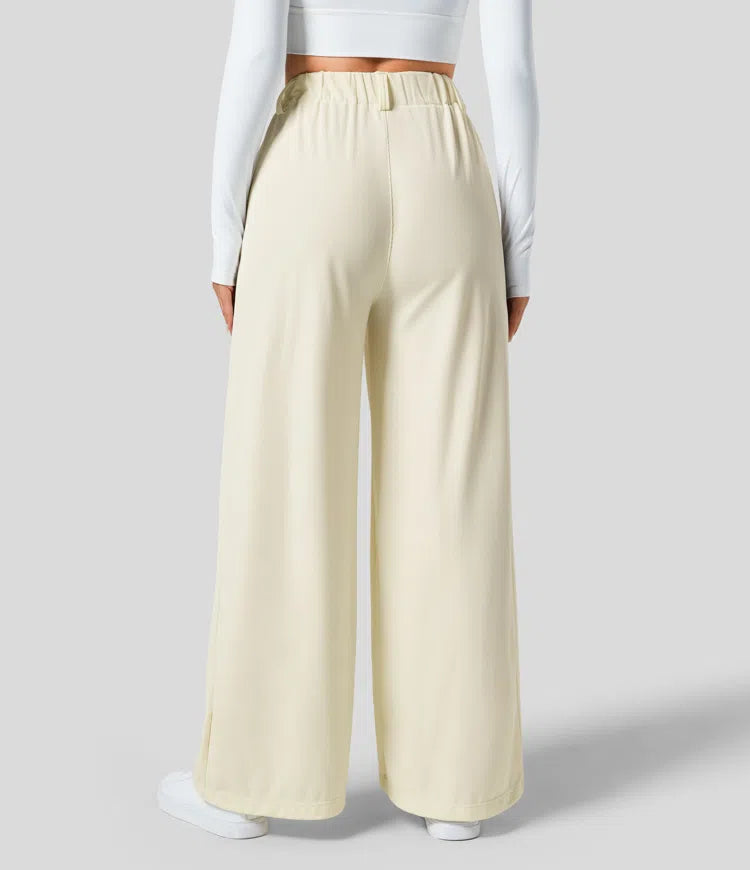 Beige Wide Leg Pants