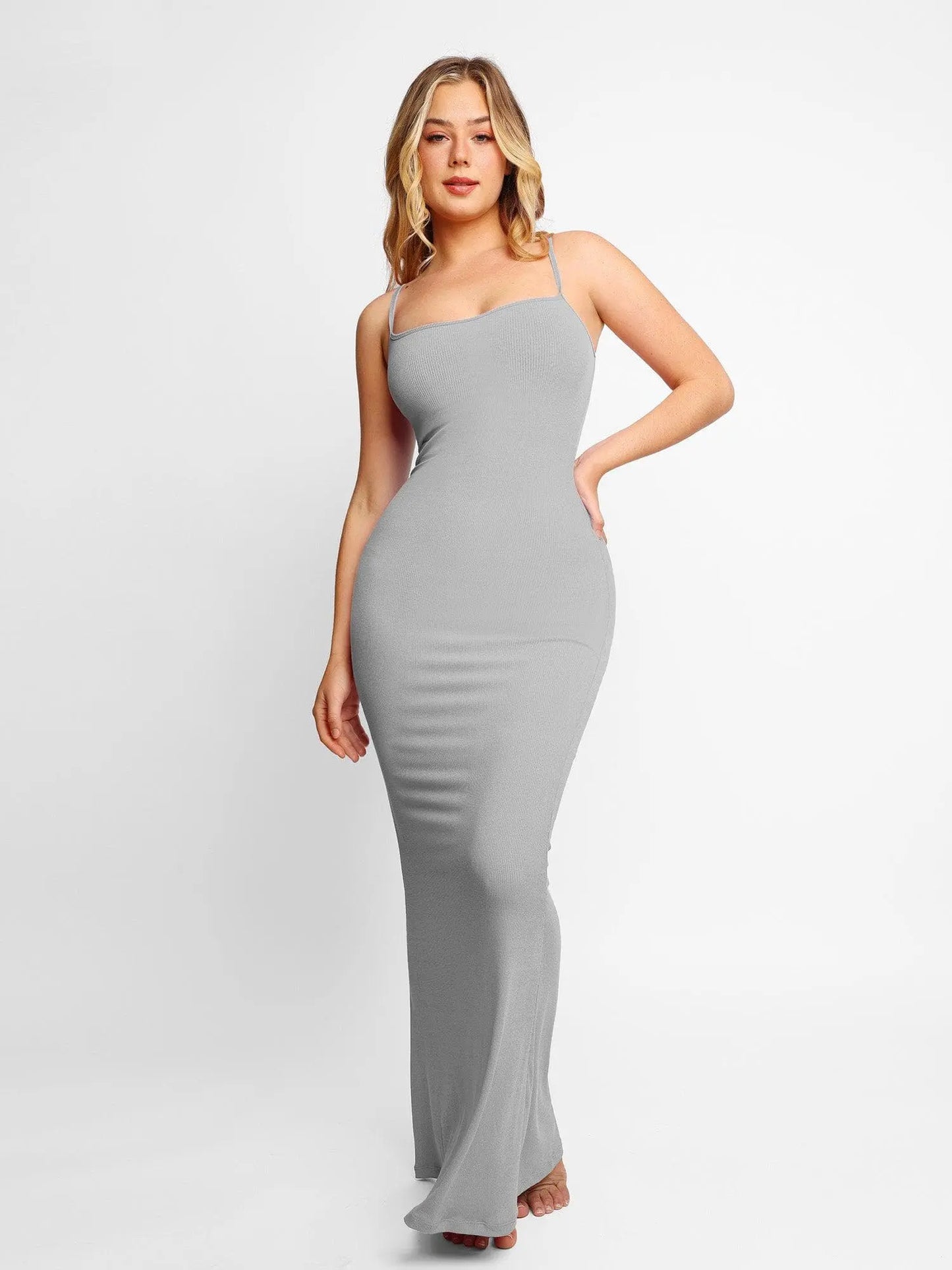 Gray Maxi Built-In Shapewear Dress