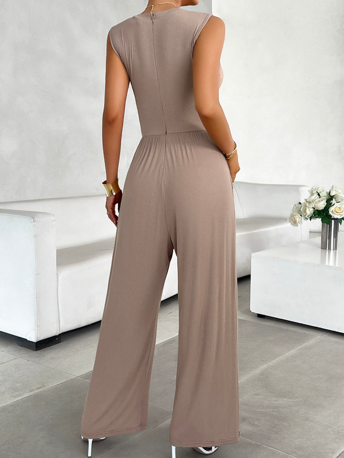 Coffee Ribbed Jumpsuit