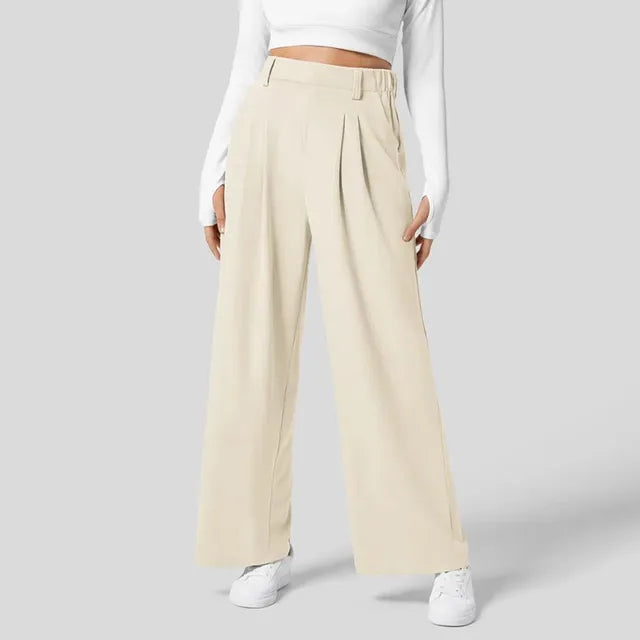 Beige Wide Leg Pants