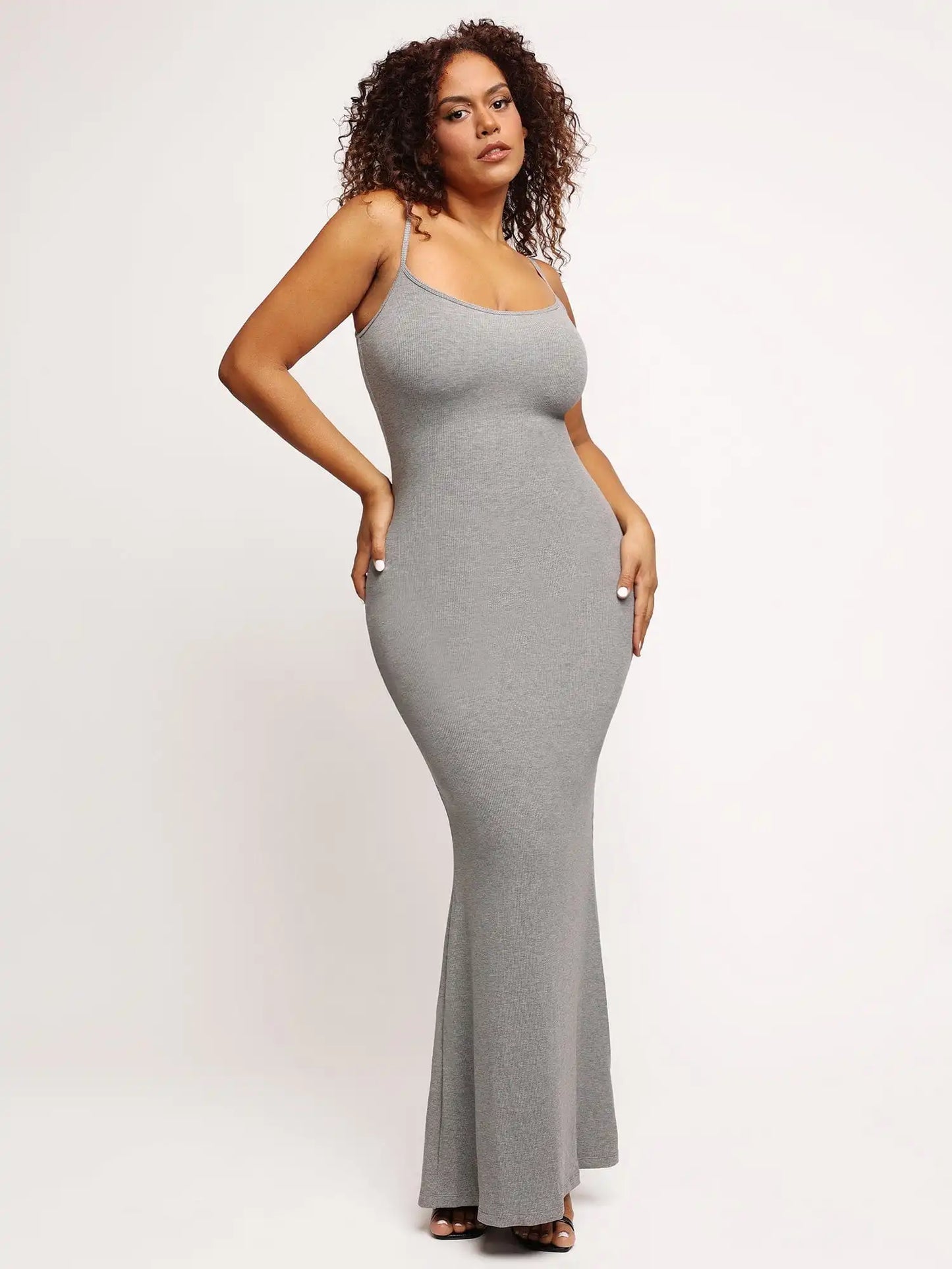 Gray Maxi Built-In Shapewear Dress