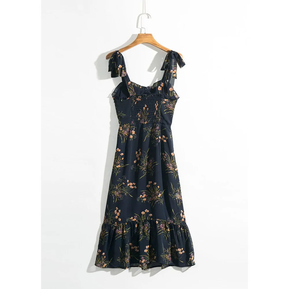 Black Frill Nikita Floral Dress