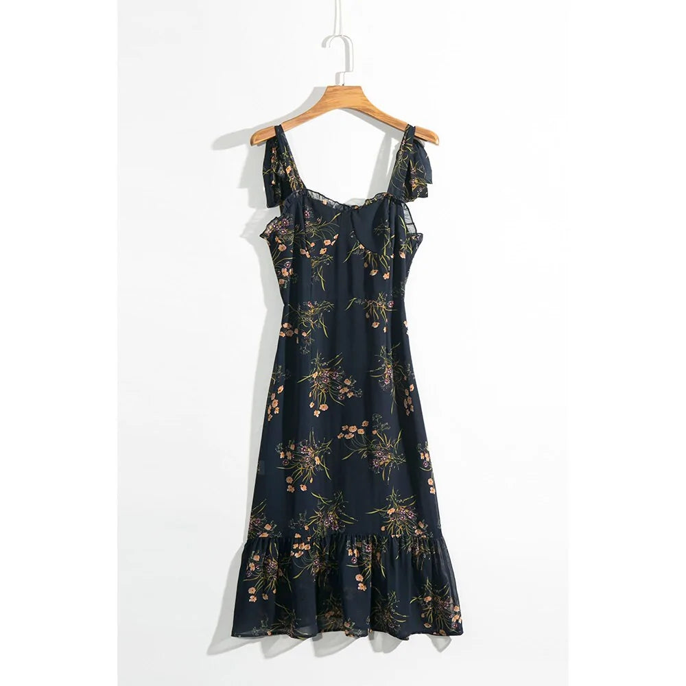 Black Frill Nikita Floral Dress