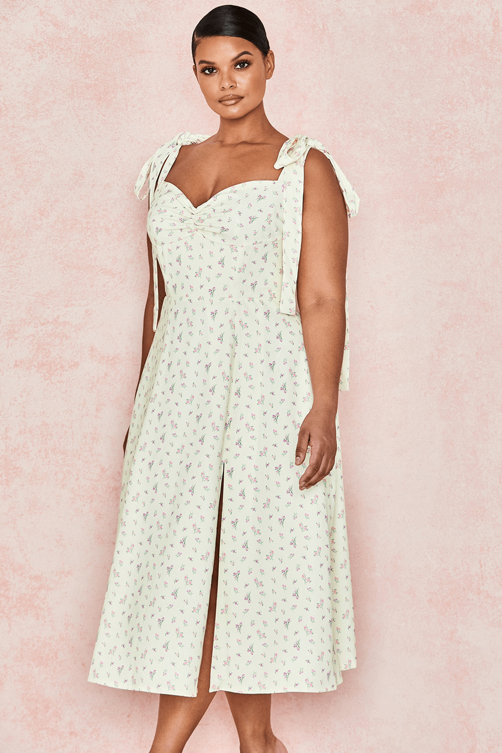 Lemon Flower Tie-Strap Dress