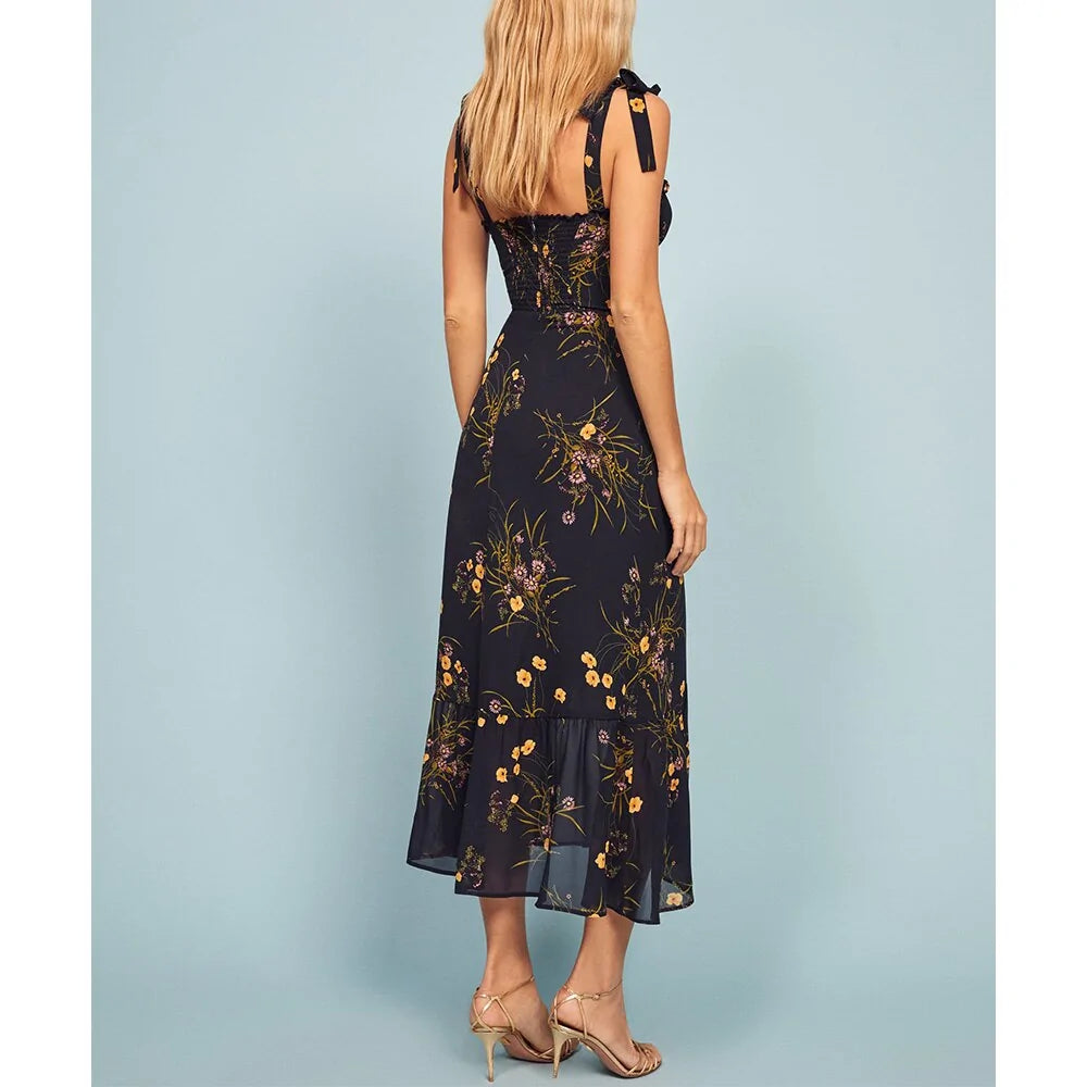 Black Frill Nikita Floral Dress