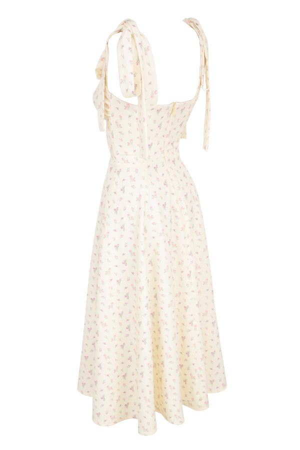 Lemon Flower Tie-Strap Dress